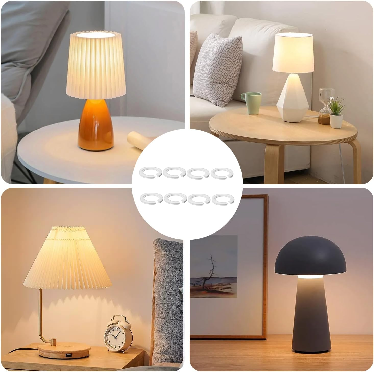 DOETYD 8 Pack E27 to E14 Lampshade Reducing Ring, White Plastic Reducing Ring, Lampshade Reducing Ring, Converter Washer, Convertible Lamp Holder from 42Mm to 29Mm image number 5