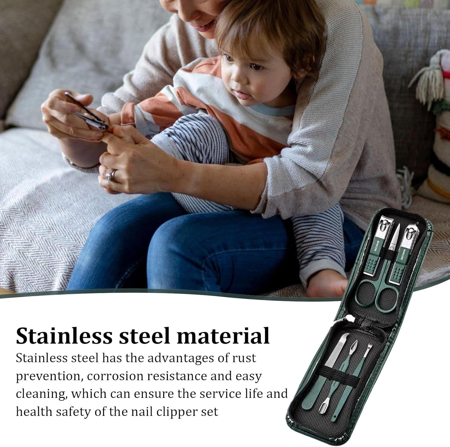 Nail Scissors Grooming Kit - Professional Pedicure Set Personal Care Set Grooming Kit - Steel Nail Clippers Scissors Pedicure Tools Kit with Bag for Women and Men Pochy image number 2