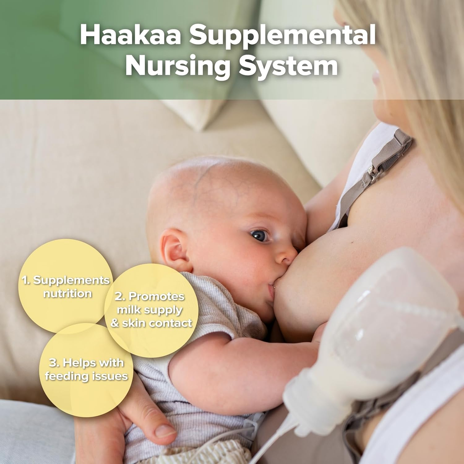 Haakaa Supplemental Feeding Tube & Pouch Set,Baby Supplemental Nursing System,Sns Breastfeeding System,Food Grade Silicone image number 3