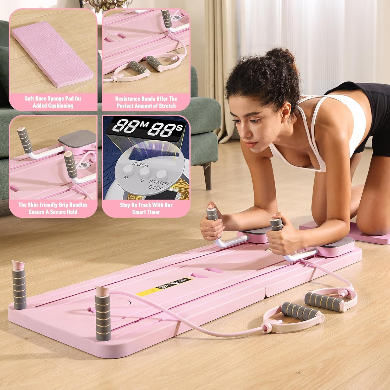 RED HARE Premium Foldable Pilates Reformer Set for Home and Gym, Upgrade Multi-Purpose Pilates Board with a Timer, Professional Abs Trainer Machine in Home Gym image number 1