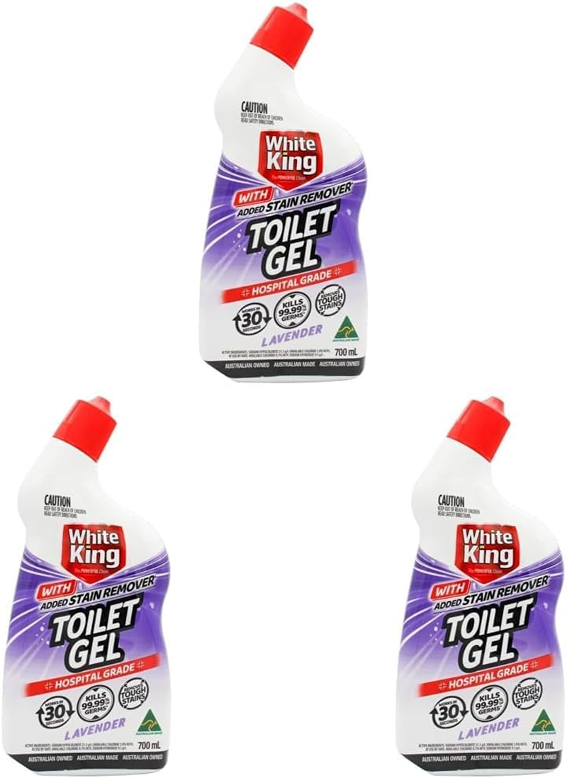 White King Toilet Gel with Added Stain Remover, Lavender 700 Ml (Pack of 3)