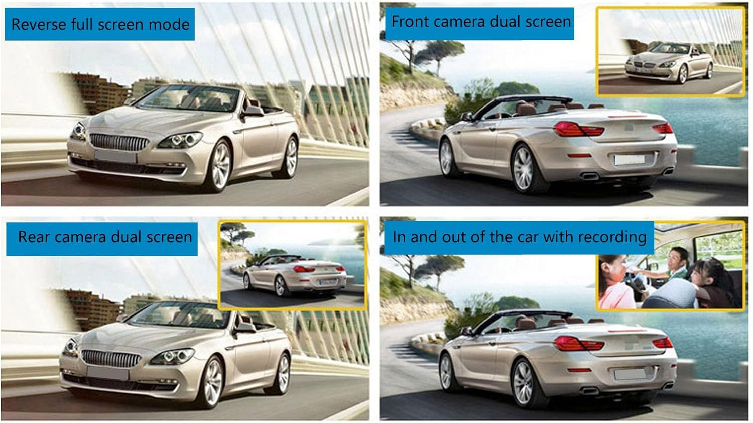 Dash Cam Front inside Rear Car Driving Recorder with 170&deg; Wide Angle 1080P HD Night Vision, Remote Wifi Monitoring, GPS Track Motion Detection G Sensor 4 Inch Touch Screen image number 6