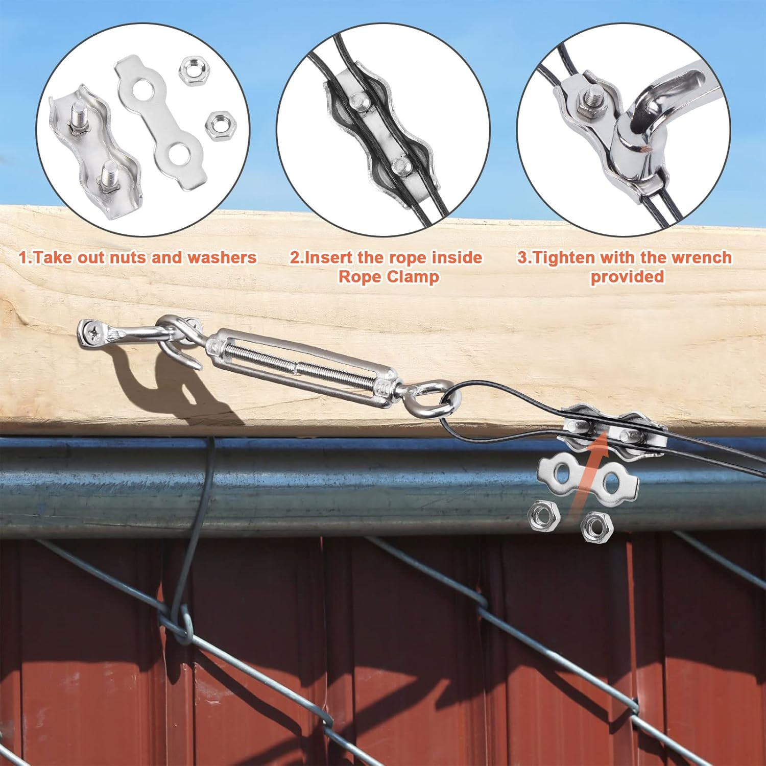 IMAGE String Light Hanging Kit, 164FT String Light Suspension Kit with Nylon Coated and Stainless Steel 304 Wire Rope, Light Hanging Kit for Outdoors image number 4