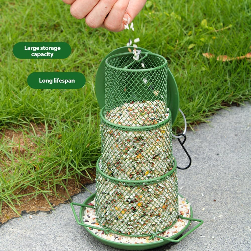 MTSDM 2Pcs Large Wild Bird Feeders for Outdoors Hanging, Bird Feeders for Outdoors, Retro Pagoda Design Fun Installation Bird Feeder, Hanging Wild Bird Feeder, Metal Bird Feeders image number 1