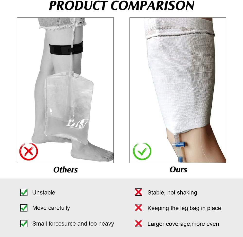 2Pcs Catheter Leg Bag Holder, Foley Leg Bag Sleeve, Fabric Catheter Sleeves Leg Bag Holder, Drainage Bags Calf Holder Strap, Elastic Catheter Sleeve for Legs (L) image number 4