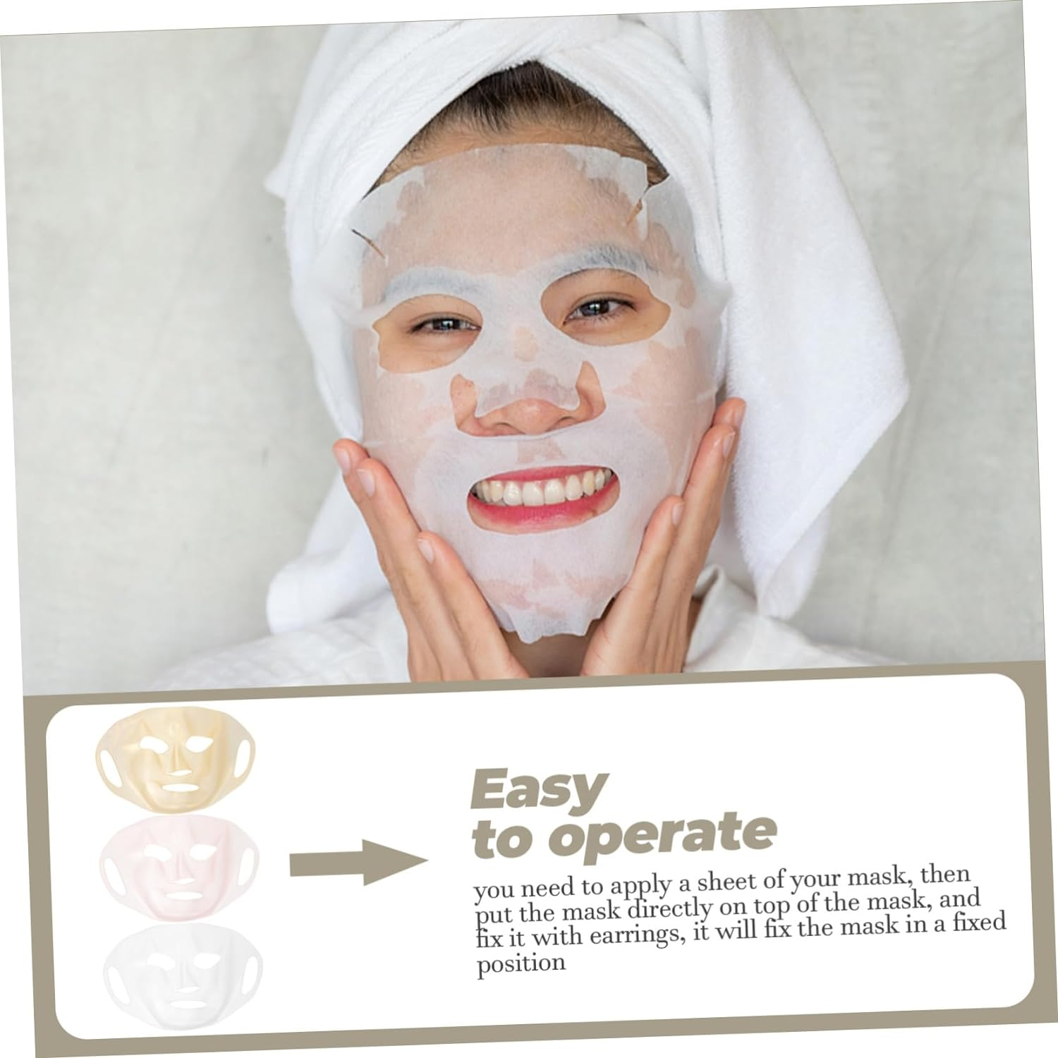 KOMBIUDA 3Pcs Silicone Covers Reusable Moisturizing Facial Cover Hydrating Skincare Comfortable Fit for Women and Prevents Evaporation image number 6