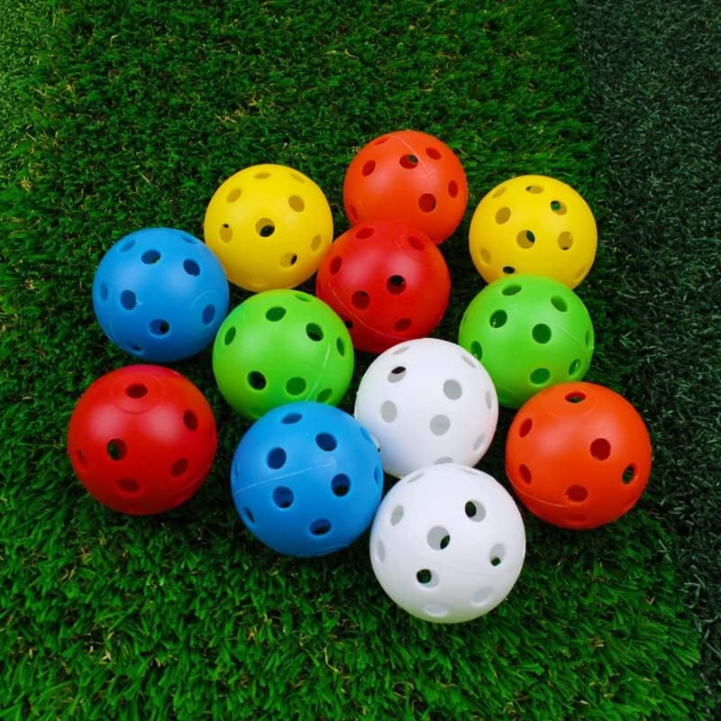 AIMALL 50PCS Plastic Airflow Perforated Golf Training Balls, Lightweight Hollow Design, Ideal for Indoor & Outdoor Practice, 41Mm Diameter image number 2
