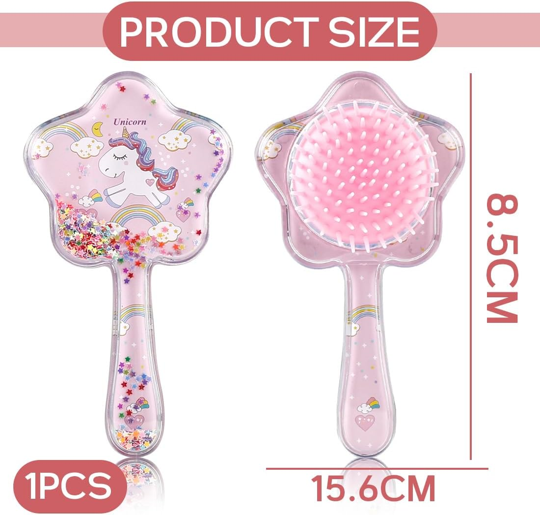 XUZOPIM Hair Brush for Little Girls and Children, Cartoon Hair Brush Children, Toddler, Unicorn Glitter Bristle Brush for All Hair Types image number 4