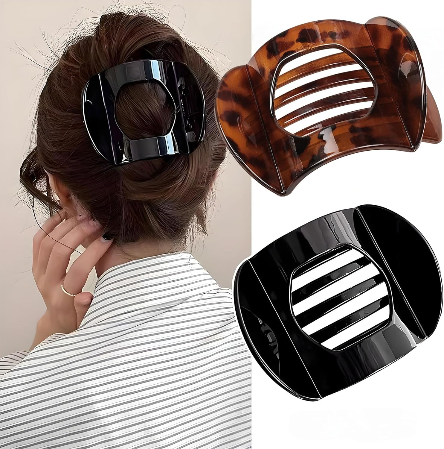 MYTOAU 2 PCS Claw Clips Flat Hair Clips for Women Large Hair Clips Flat Claw Clips for Women Duckbill Hair Clips Cute Hair Accessories for Women Girls for Styling Thick Thin Hair Barrettes Pins image number 1