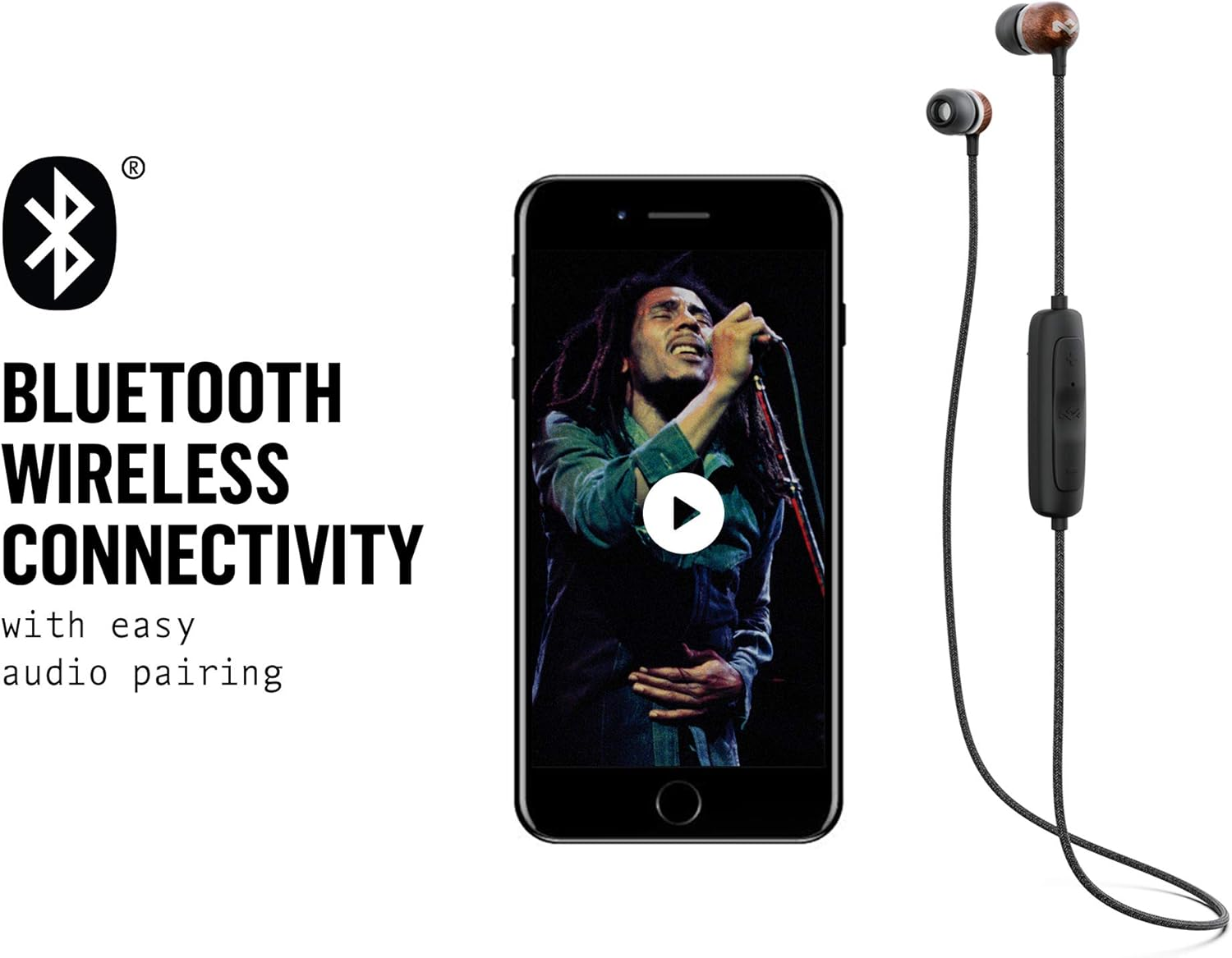 House of Marley Smile Jamaica: Wired Earphones with Microphone, Noise Isolating Design, and Sustainable Materials, Signature Black