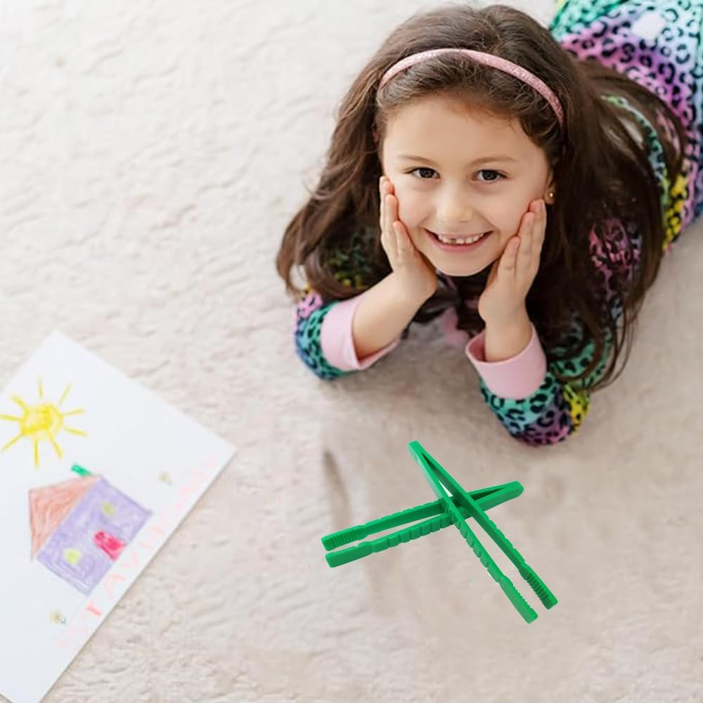 6Pcs Plastictweezers Tweezers Plastic Forceps Tweezers Craft Tweezers Curved Head Tweezers Plastic Tweezers Toy Tweezers for Children Tweezers for Crafts,Home Classroom School (Curved Head) image number 1