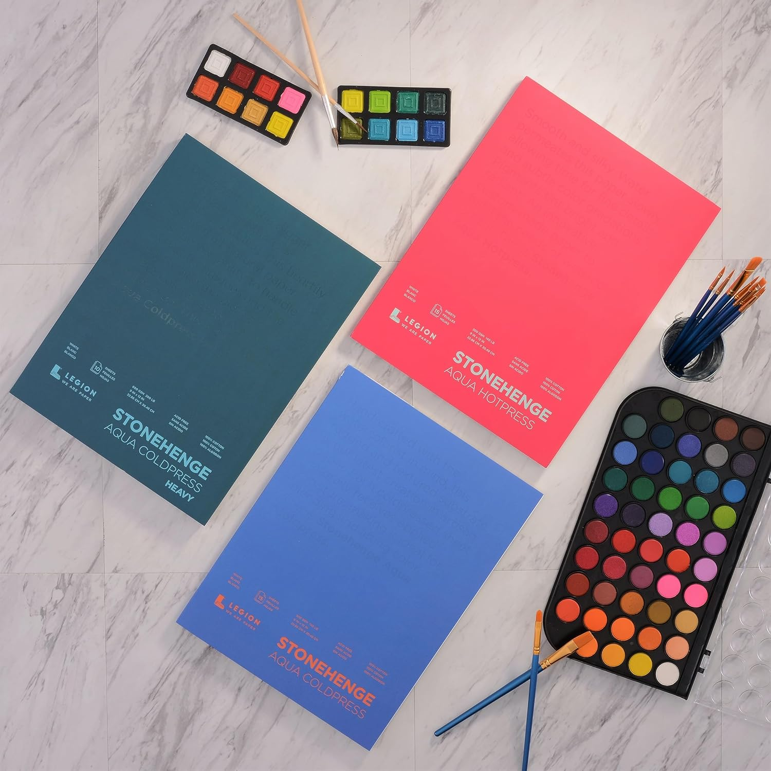 Legion Paper Stonehenge Aqua Watercolour Block 300Gsm Cold Press, Blue 9 X 12 Inch image number 1