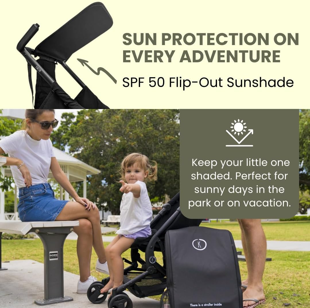 KARION Original Travel Stroller - Ultra-Compact & Lightweight, Carry-On Approved, Fits Airplane Overhead Lockers, Easy-Fold,Includes Carry Bag for Families on the Go (1, Stroller W/ Standard Carry Bag + Backpack) image number 2