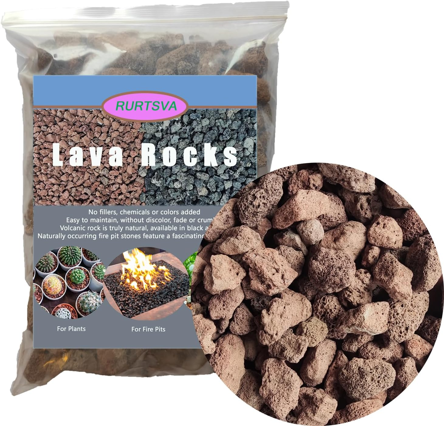 Medium Lava Rock 5LBS, 1' - 2' Natural Volcanic Stones Use in Fireplace, Fire Pit or Bowl Rocks for Indoor Outdoor Natural Gas Propane Fires and Decorative Landscaping-Black