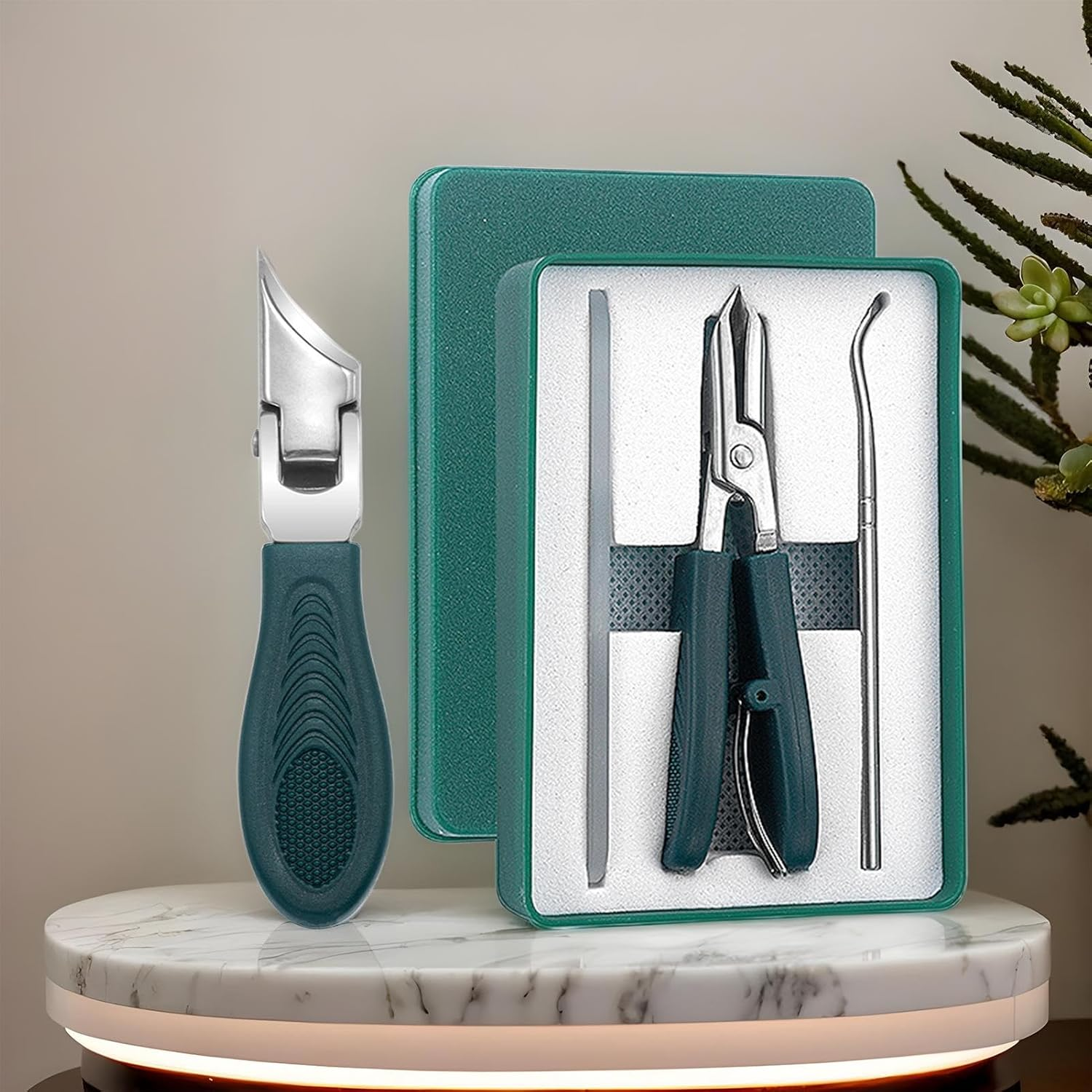 TQEBWUS Slanted Nail Clipper, Stainless Steel Eagle Beak Beveled Nail Clipper, Anti-Splash Ingrown Toenail Cutter, Long Handle Precision Fingernail Clipping Tool for Women Men Elderly Care image number 4