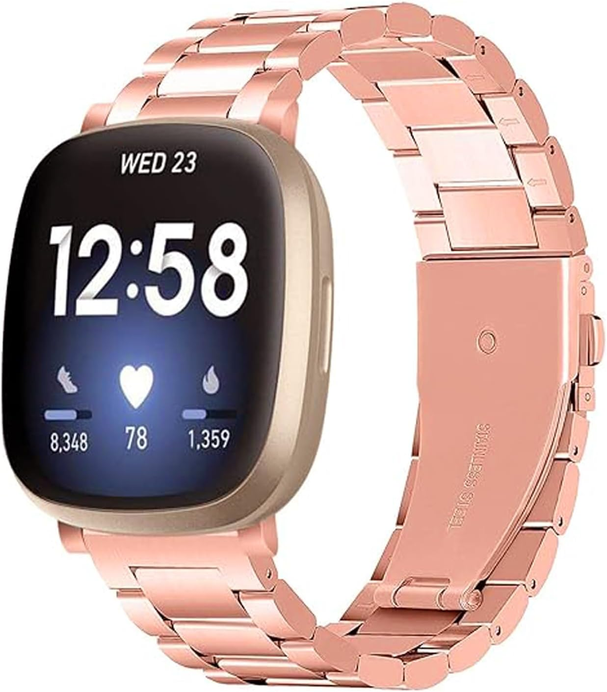 Compatible with Fitbit Versa 4/Fitbit Sense 2/Fitbit Versa 3/Fitbit Sense Metal Bands,Stainless Replacement Steel Straps for Women Men,Adjustable Metal Watch Bracelets,Wristbands Accessories