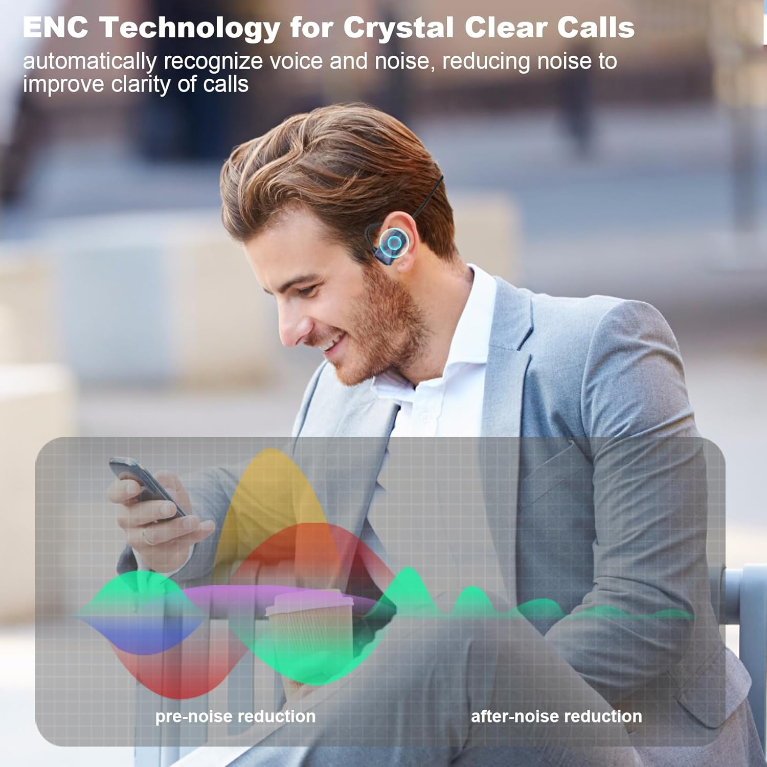 Hmusic H07 Running Headphones, Open Ear Headphones Wireless Bluetooth 5.4, Air Conduction Open-Ear Headset W/Mic, 16H Playtime, IPX5 Waterproof, Open Air Sports Headphones for Running, Cycling, Blue image number 2