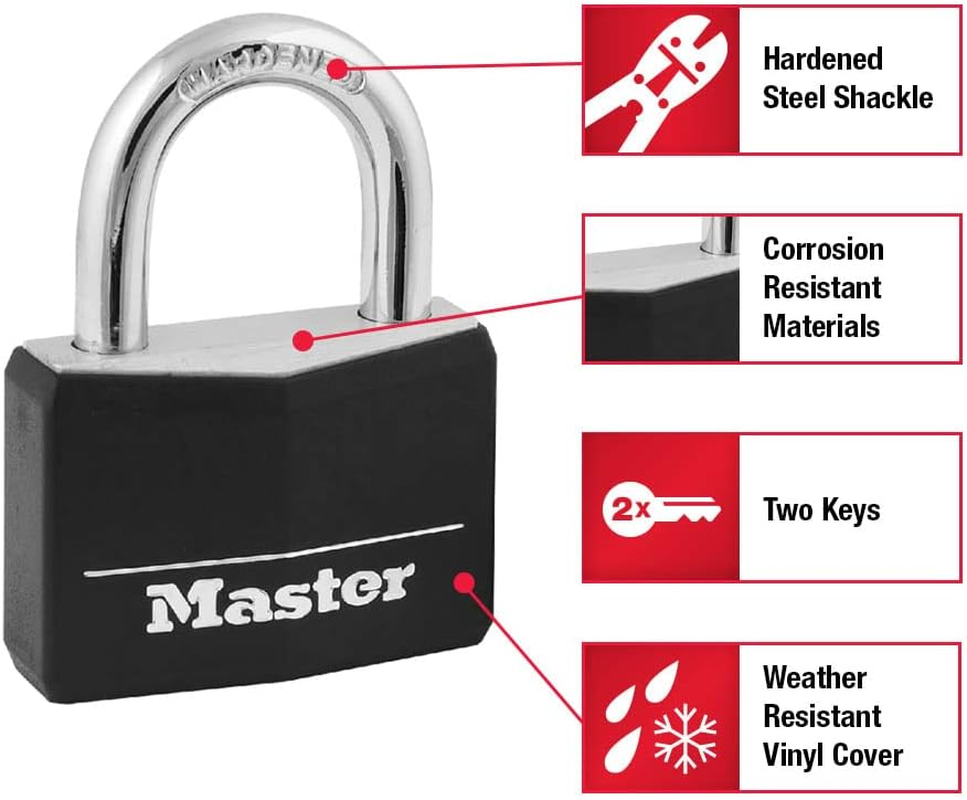 Master Lock 146D Covered Aluminum Keyed Padlock, 1-9/16 Inches, Pink - Black image number 6