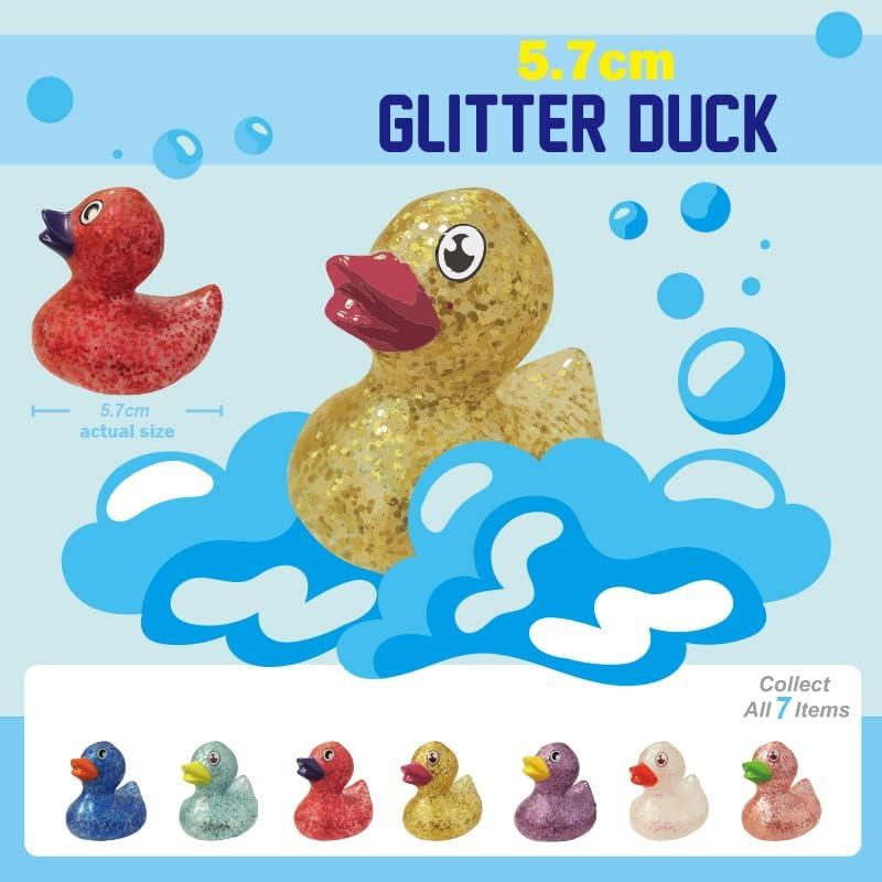 [8Pcs Pack, Random Color] Small Glitter Duck | Bath Toys | Kids Party Gift | Souvenir | Decoration | Party Favor | Pool Party | Rubber Duck 5.7Cm image number 6