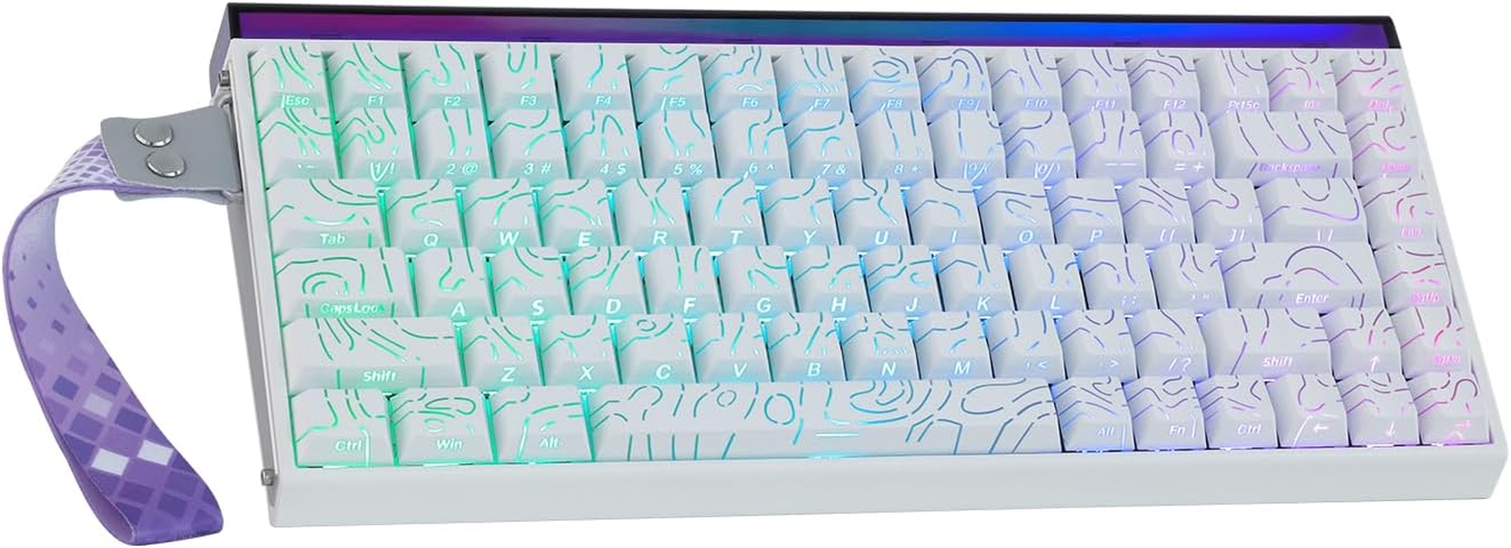 EPOMAKER Aula Hero84 HE Wired Hall Effect Keyboard with RGB Lightbox, 0.01Mm Adjustable Actuation, 8Khz Polling, 0.125Ms Latency, Snap Key, SOCD, Magnetic Gaming Keyboard (White&Purple)