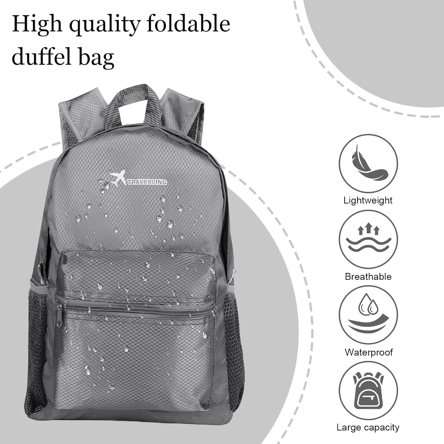 Foldable Hiking Backpack, Foldable Backpack, Ultra Lightweight Rucksack, Unisex Packable Backpack for Men Women, Waterproof Travel Daypack for Outdoor Sport Biking Hiking Climbing