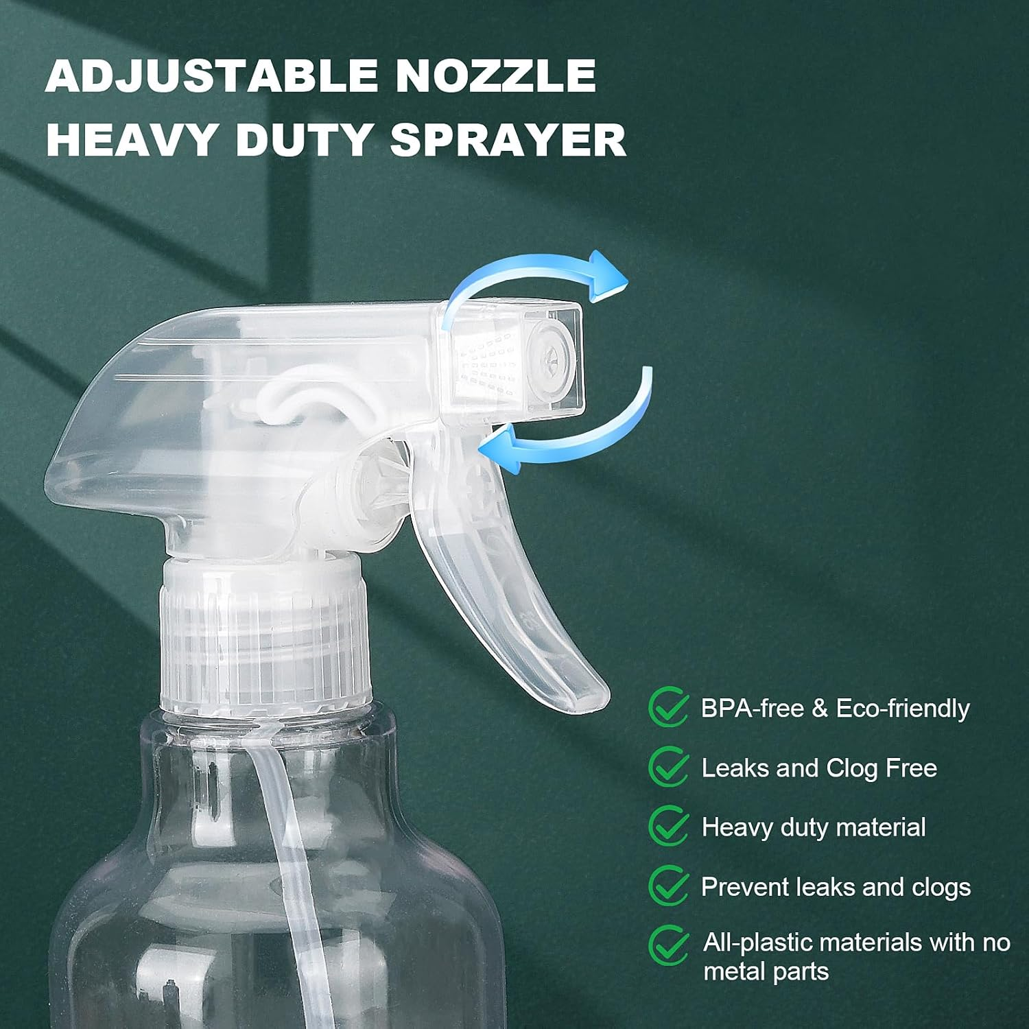 Hethyo Spray Bottles 16.9Oz Plastic Spray Bottle for Hair Mist/Stream Heavy Duty Empty Spray Bottles for Cleaning Solutions, Plants (16.9Oz-Clear)