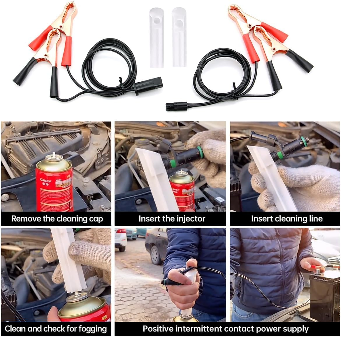 Flush Cleaner Adapter, Car Fuel Injector Nozzle Flush Cleaner, Automotive Diesel Gas Injectors Nozzle, Unlimited Pulse Cleaning Tool, Universal Car Accessories for Most Models