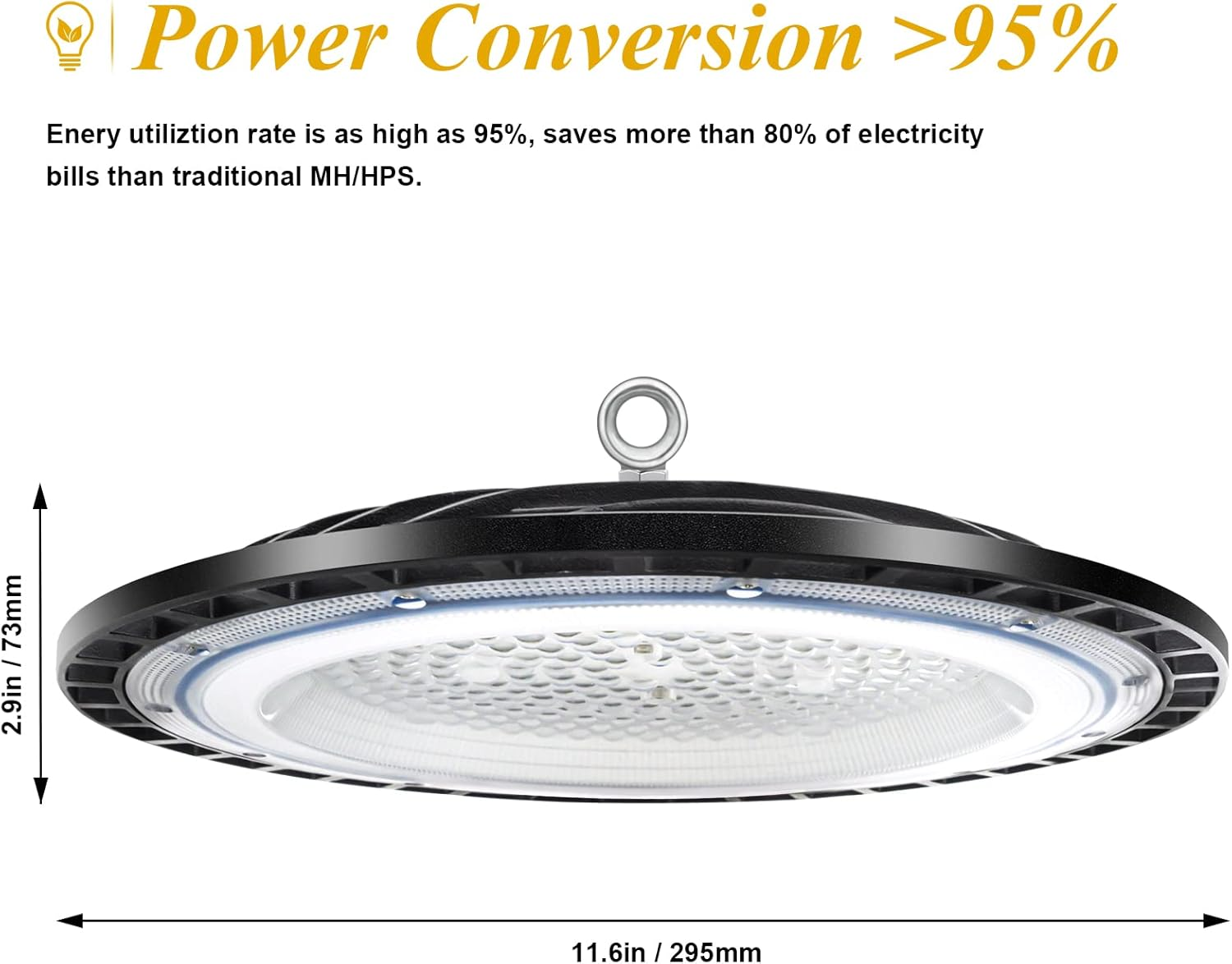 4Pack 100W High Bay LED Shop Light Super Bright 6500K AC220V-240V LED High Bay Light with Cable LED UFO Lights Commercial Lighting Fixture for Warehouse Workshop Garage Factory(Without Plug)