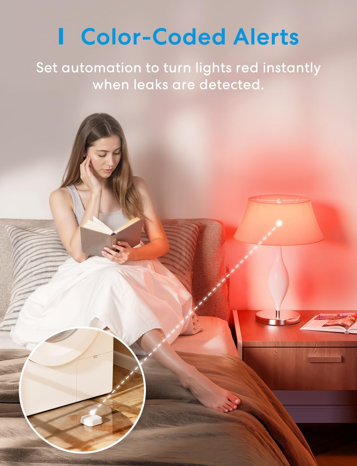 Meross Smart Water Detector with Hub | Water Leak Sensor WLAN IP66 | up to 100 Db Sensor & App & Hub Alarm | Smart Water Alarm Detector for Kitchen, Bathroom, Basement | Battery for 3 Years | 2.4 Ghz image number 2