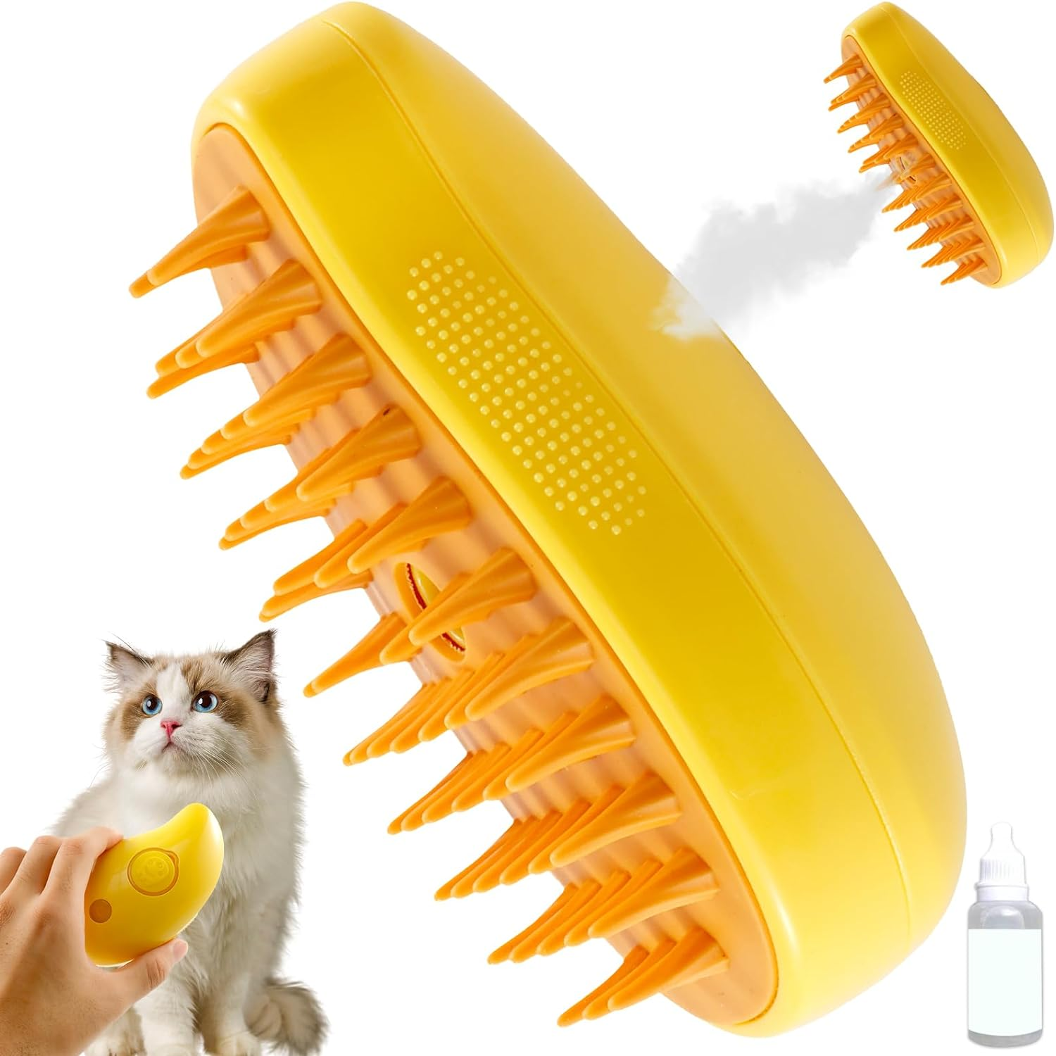 Steamy Cat Brush, 2024 New 3 in 1 Multifunctional Steamy Cat Hair Brush, Spray Dog Grooming Brush for Shedding with Solution, Pet Massage Brush for Removing Tangled Loose Hair (01)