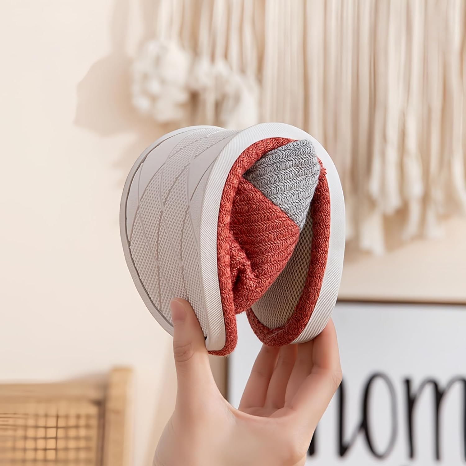 GEBUFAW Linen Slippers for Women Japanese Style Summer House Slippers Indoor Lightweight Open Toe Bathroom Slides Soft Sole Sandals for Home Use image number 1