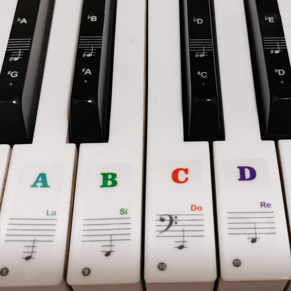 Piano Stickers for Keys, Yalloy Colorful Piano Keyboard Stickers for 88 61 54 49 Full Set Stickers Removable and Transparent, Leaves No Residue, Ideal for Piano Beginners Learning Piano or Keyboard image number 2