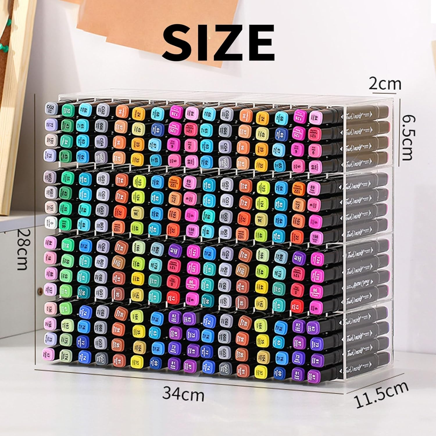 256 Markers Acrylic Marker Organizer, Clear Pencil Holder Markers - Large Horizontal Art Marker Storage Rack for Desk, Vertical Marker Holder Shelf for Acrylic Paint Pens image number 5