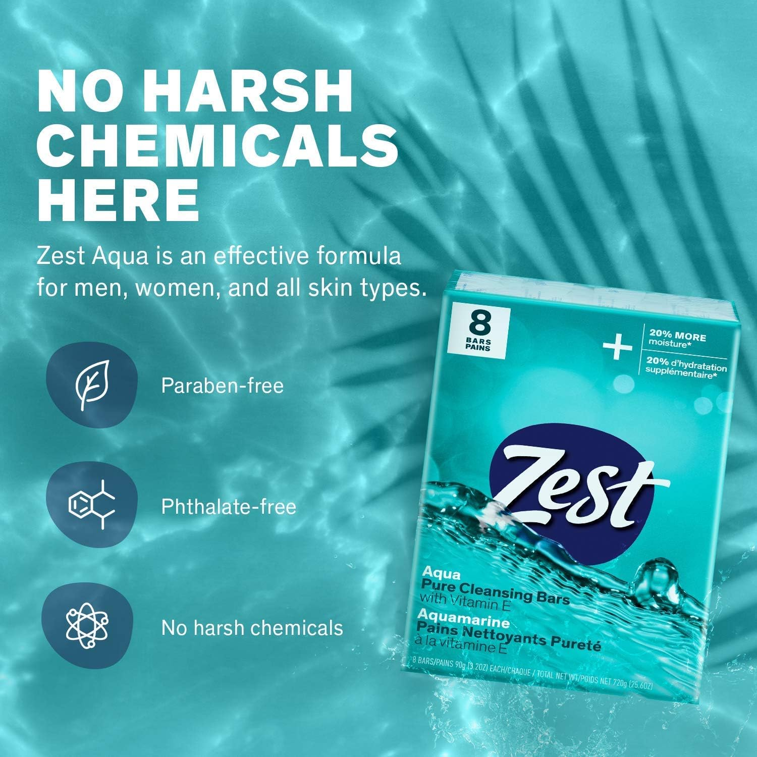 Zest Bar Bath Soap - Aqua (4 Ounce, 8 Bars) image number 2