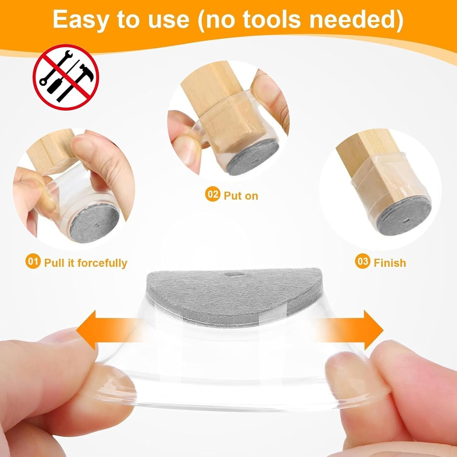 32PCS Silicone Chair Leg Protectors - Thicken Rubber Chair Feet Caps Covers Pads, Furniture Pads Floor Protectors for Hardwood Floors Protectors for Chairs, No Scratches and Reduce Noise (Clear02, S) image number 4