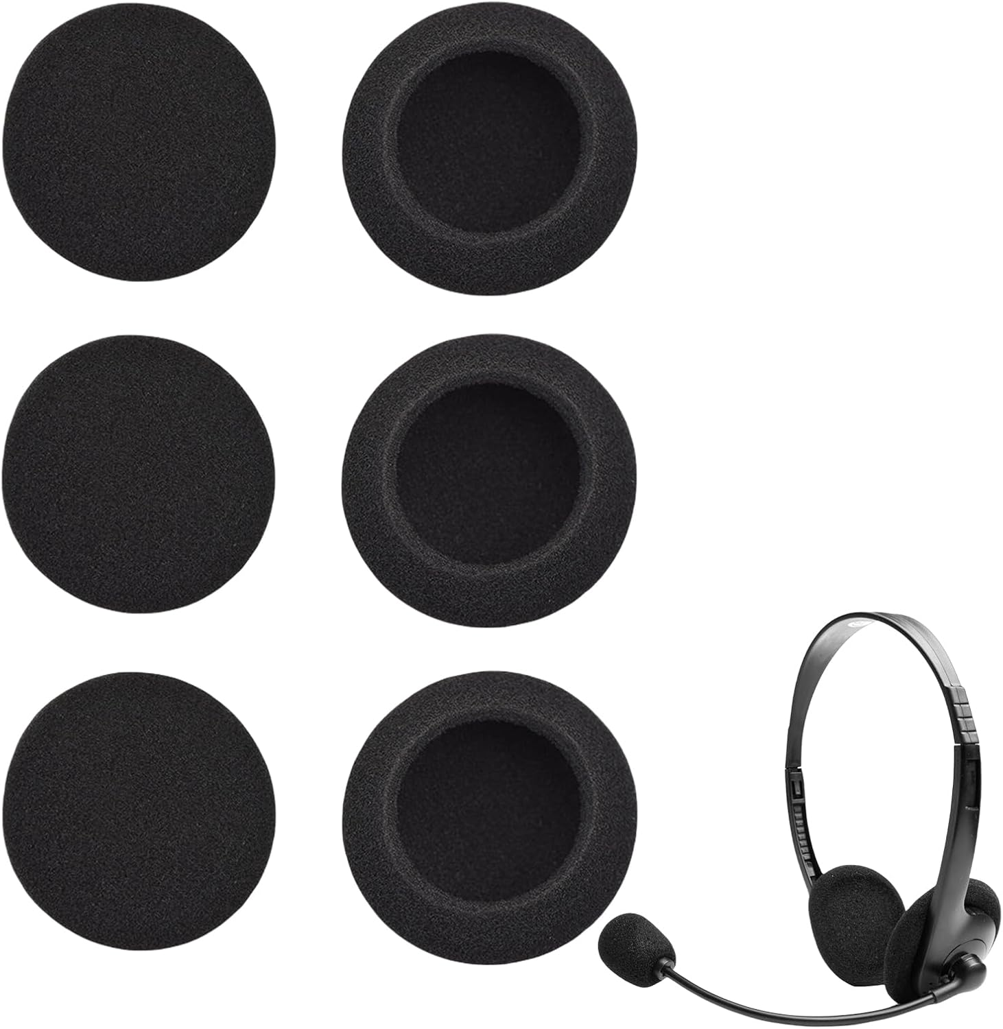 6 Pcs Headphone Ear Cushions, 55 Mm Foam Earpad Covers Replacement for Office Telephone, Gaming Headset, Comfortable and Fresh-Looking Headphone Pad for Long-Term Use and Enhanced Listening Experience image number 6