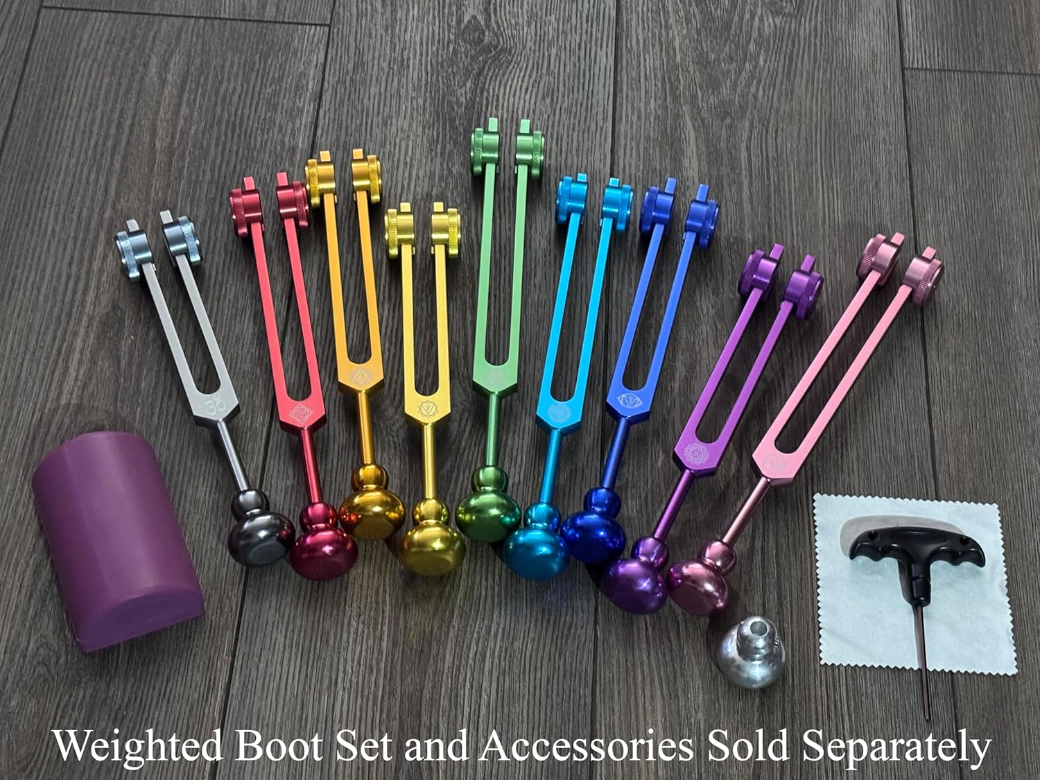 9Pc Secret Solfeggio Tuning Fork Set - Designed Specifically for Use with Boot Attachments - Cranial Stimulation, Bone-Tuning, Meridian Lines - Sound Healing and Biofield Harmonization &ndash; Multicolor - Multicolor image number 6