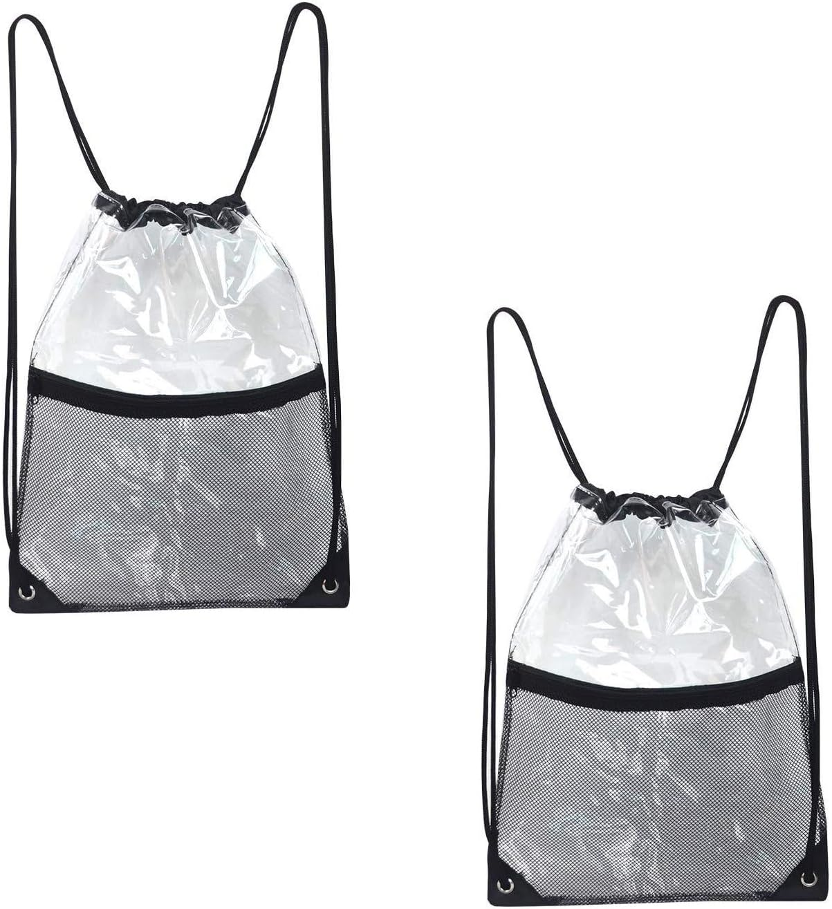 2 Pack Clear Drawstring Bags PVC Waterproof Drawstring Backpack Stadium Transparent Drawstring Bag for Concert Stadium Events Sport Travel image number 4