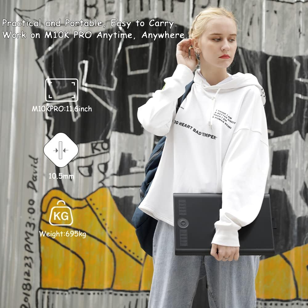 GAOMON M10K PRO Drawing Tablet 10 X 6.25 Inches Large Digital Art Graphic Tablet Supports Tilt & Radial Function with 10 Shortcut Keys, Battery-Free Stylus, Work with Mac, Windows & Android image number 1