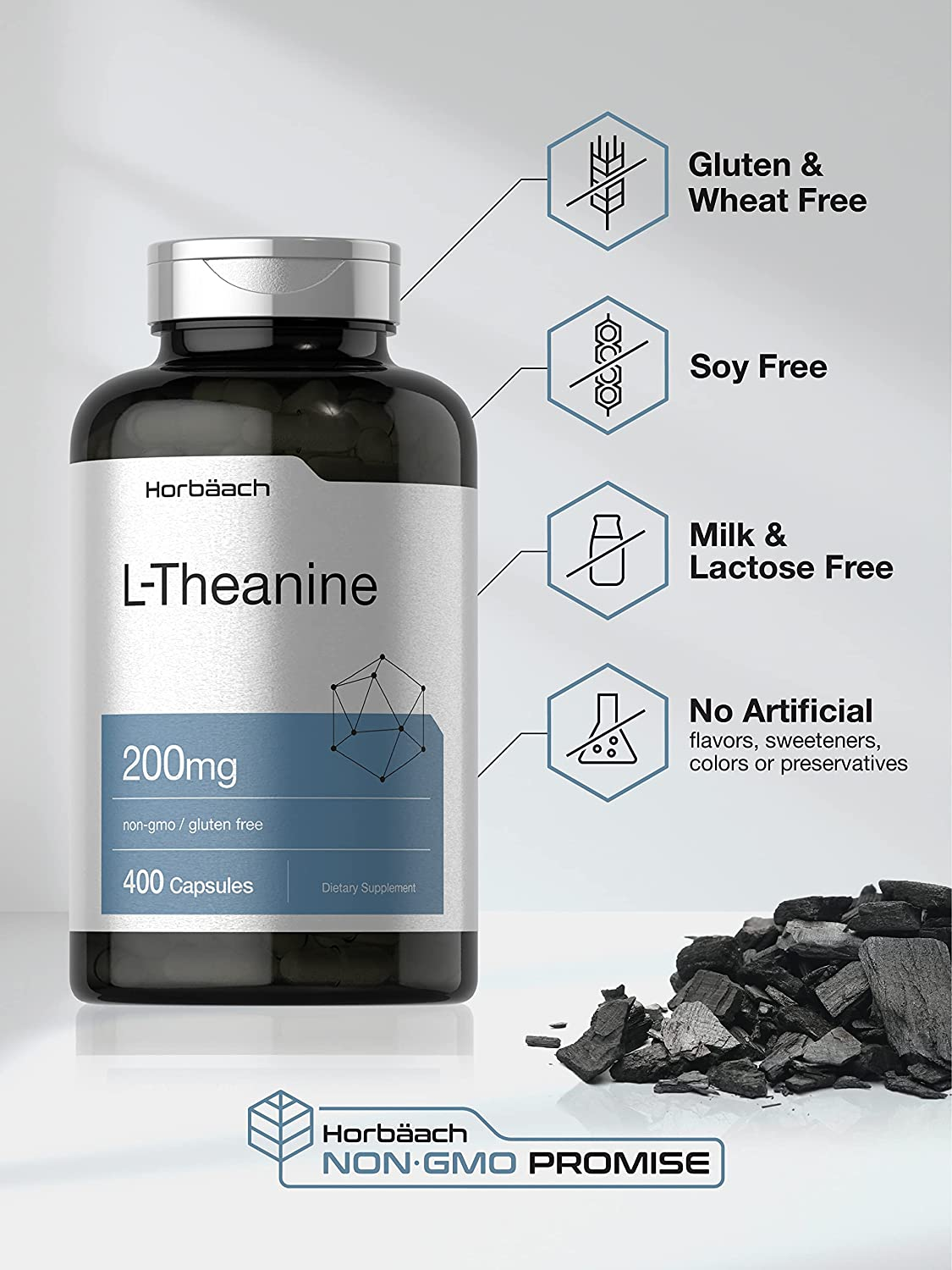 L Theanine 200Mg | 400 Capsules | Value Size | Non-Gmo, Gluten Free Supplement | by Horbaach image number 6