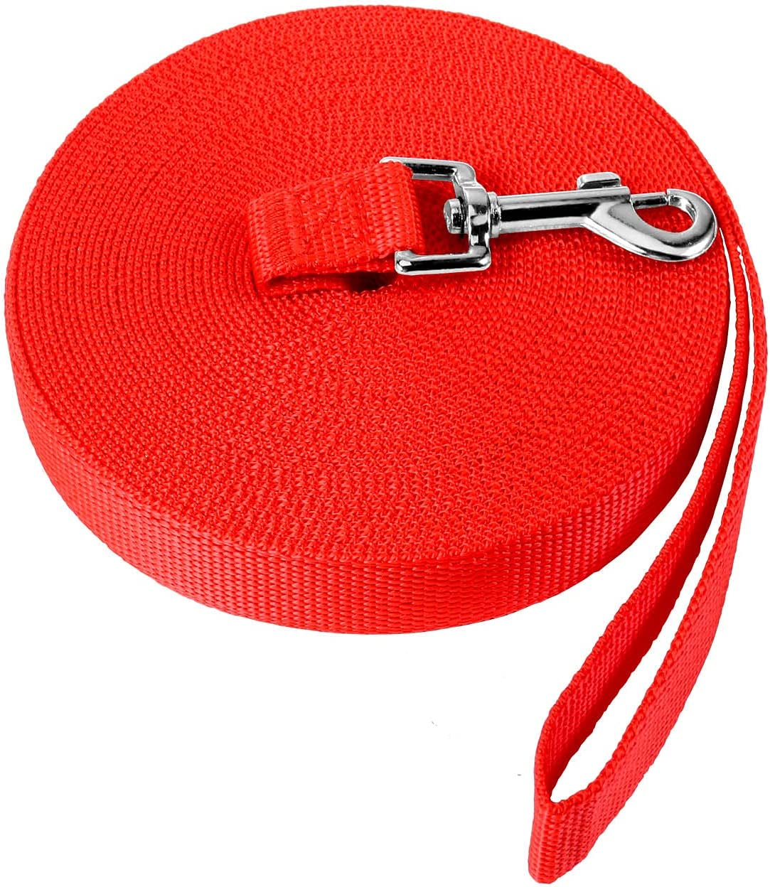 Navox Training Lead for Dog/Puppy 15M Red, Long Line Dog Lead, Nylon Long Dog Training Leash for Pet Recall, Hiking, Camping,Hunting, Backyard