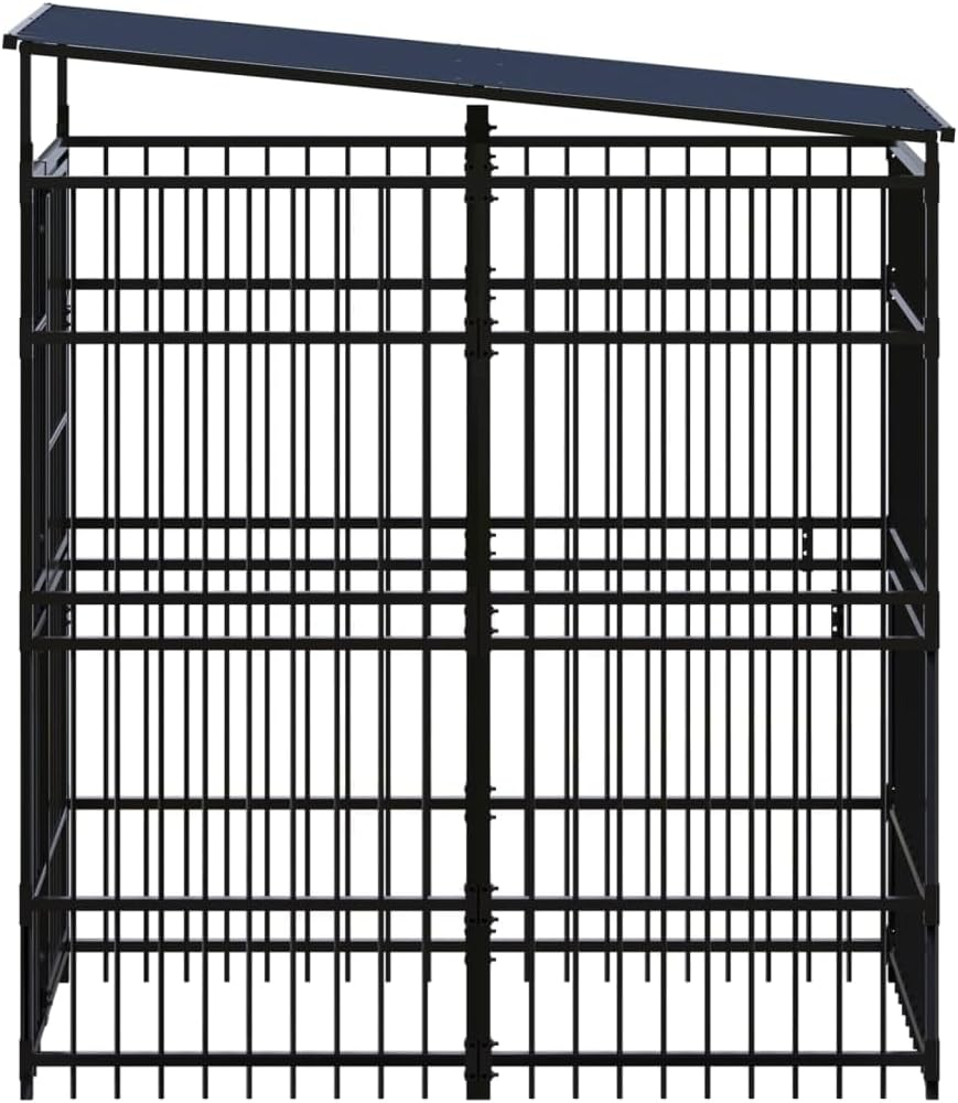 Outdoor Dog Kennel with Roof Steel Large Pet Enclosure Safe Outdoor Space image number 3