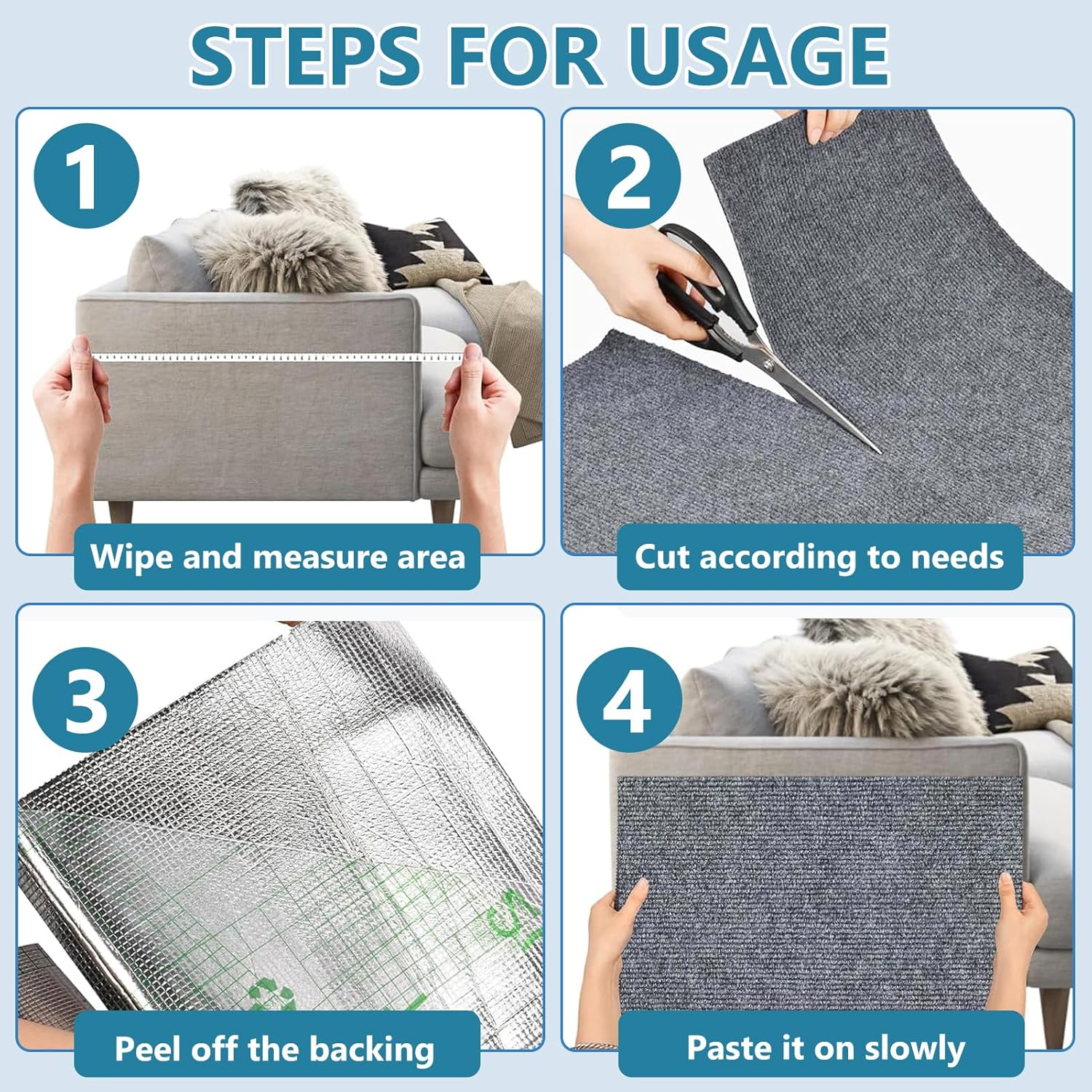 Cat Scratching Mat, 40 X 200 Cm, Self-Adhesive Scratching Mat, Cat Wall Scratching Mat, Cat Wall Scratch Protection, Sofa Cat, for Couch, Sofa, DIY Scratching Post, Climbing Pad image number 6