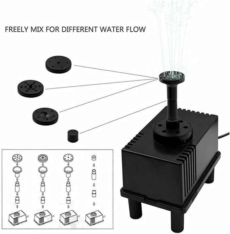 Solar Pump Powered Water Pond Garden Submersible Fountains + Sponge Filter