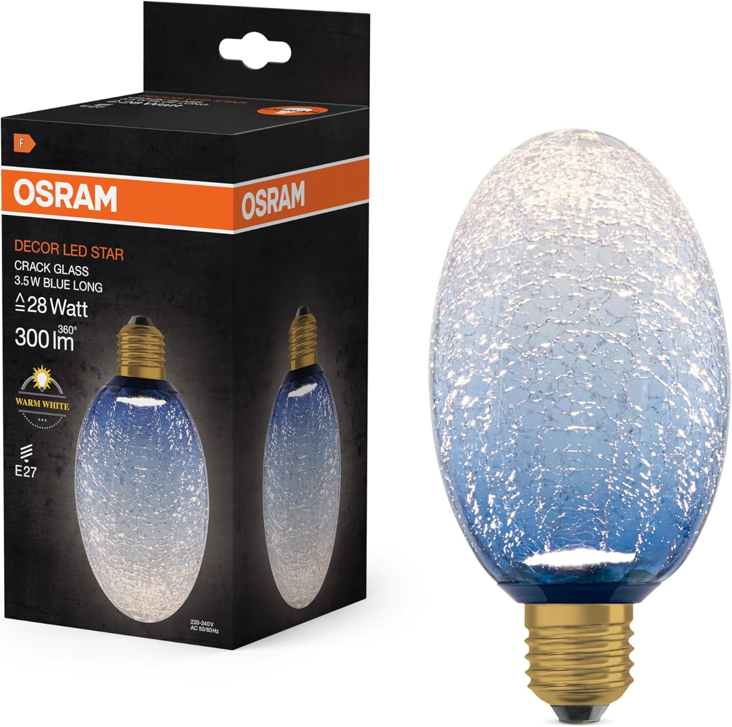 OSRAM Decorative LED Lamp in Cracked Glass in Cracked Glass, Long Blue image number 5