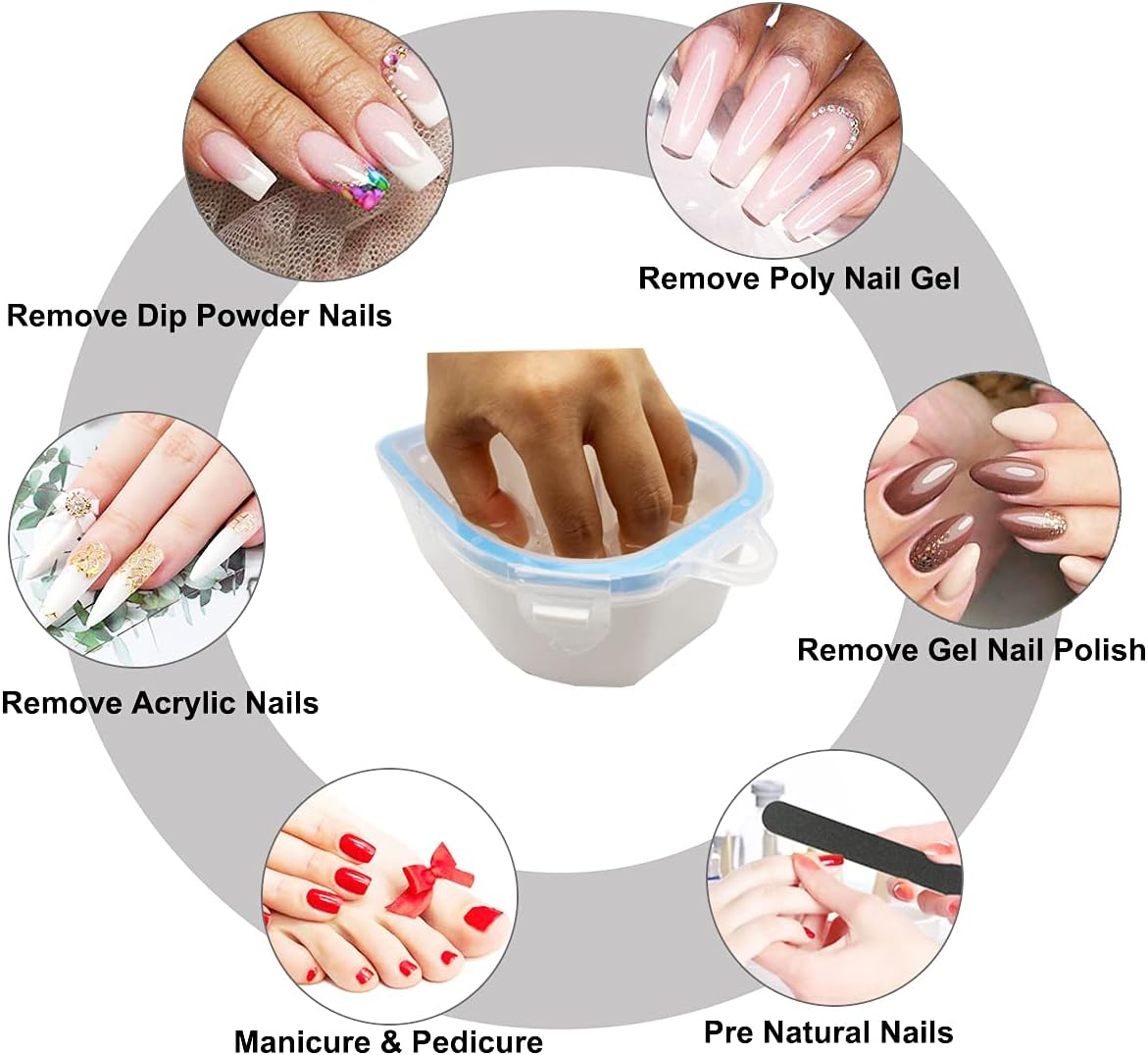 Treamlyn 2Pcs Nail Soaking Bowl, Acetone Proof, Blue, Soak off Gel Polish Remover, Salon & Home Use image number 3