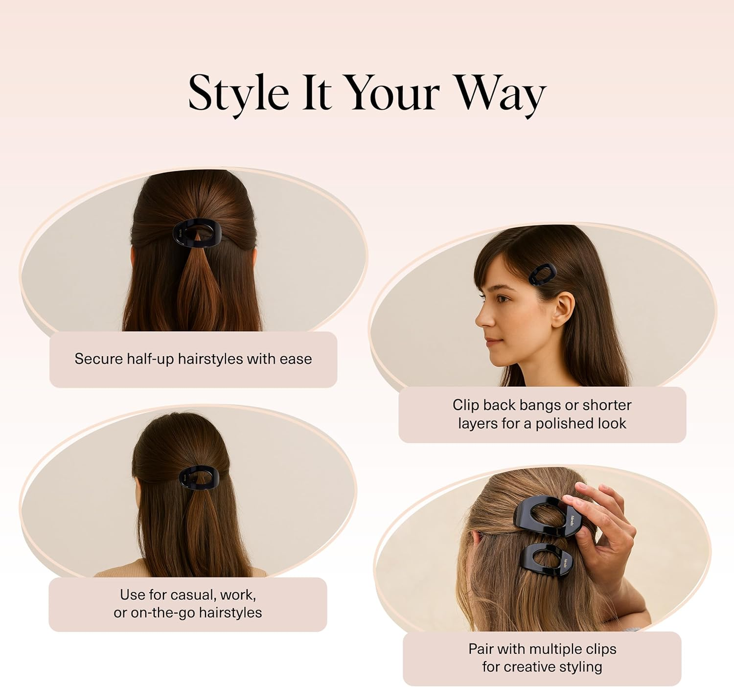 Kitsch Recycled Plastic Small Flat Cloud Clip - Black image number 1