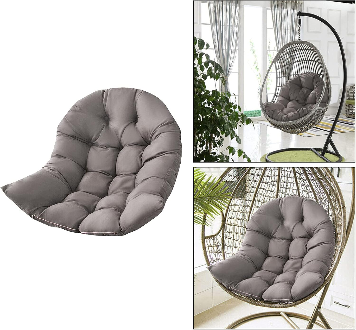 Leoleoyy Egg Chair Outdoor Hammock Seat Cushion, Swing Hanging Chair Cushion for Indoor Outdoor Lounge Camping Yard Patio Garden Chair - Dark Grey (Dark Grey) image number 6