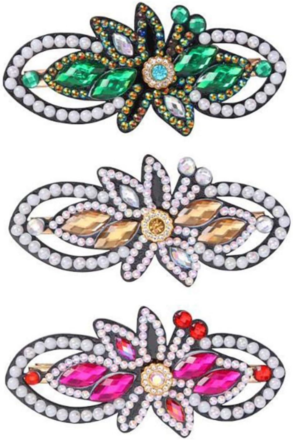 3Pcs Diamond Painting Hair Clips, 5D Bowknot Bobby Pins Girls Diy Diamond Hair Clip Butterfly Hairpin Elegant Barrettes Gift for Girls Daughter Best Friend or Mather 8.5 * 3.5Cm (J)