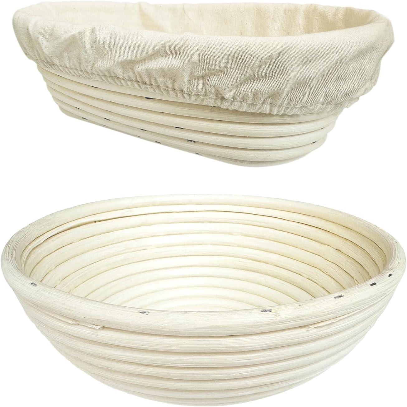 Banneton Bread Baskets, 2Pcs 10 Inch Oval Sourdough Proofing K&ouml;rbe, Banneton Basket F&uuml;r Brotgare, Handgefertigte Rattan K&ouml;rbe Mit Futter, Perfekt F&uuml;r Professionelles & Heim Sourdough Bread Baking image number 4